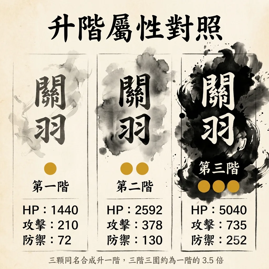 同棋子一階 vs 三階屬性對照